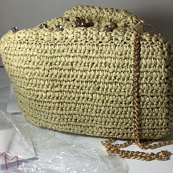 On 34th
Crochet Small Woven Clutch Crossbody with Rhinestones